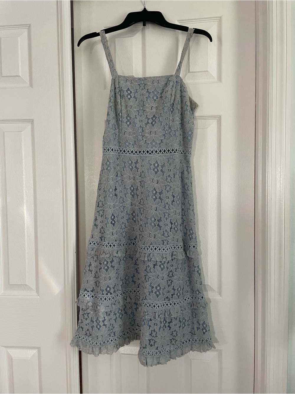 Aqua Light Blue Lace Midi Dress